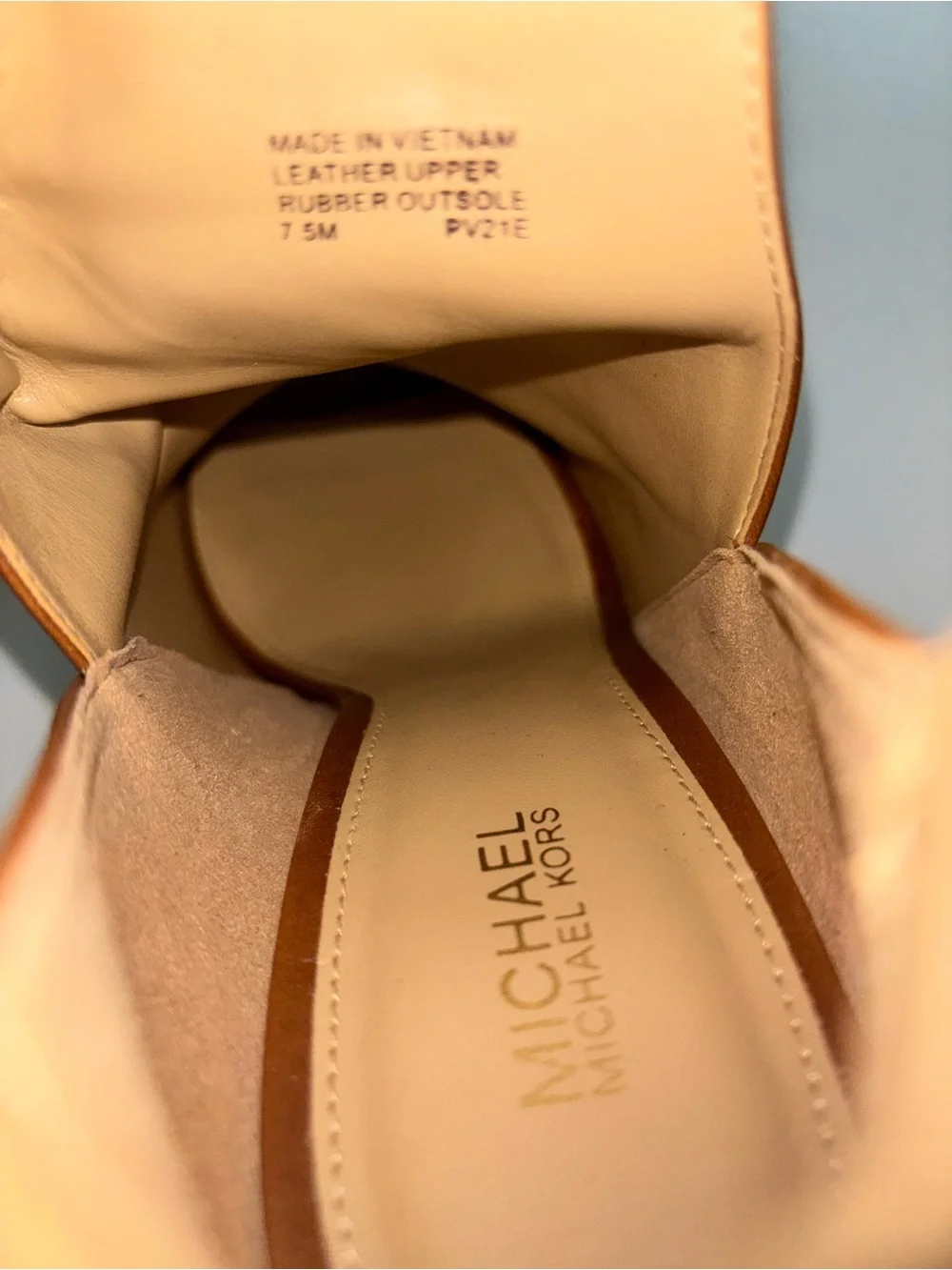 Michael Kors Lawson Open Toe Heeled Booties Brown Leather Size 7.5